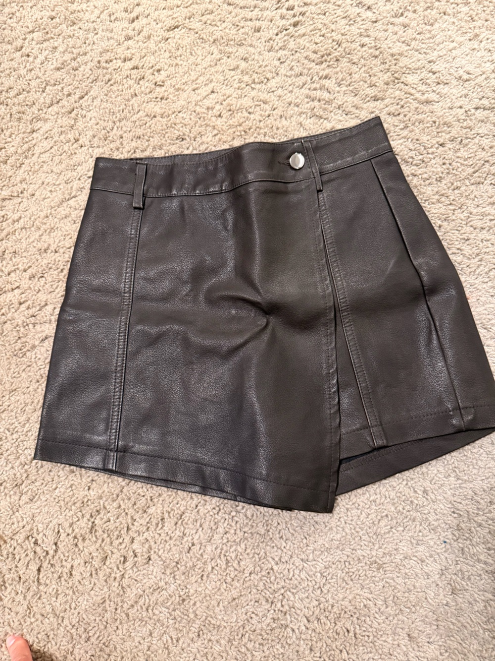 Black Faux Leather Mini Skort